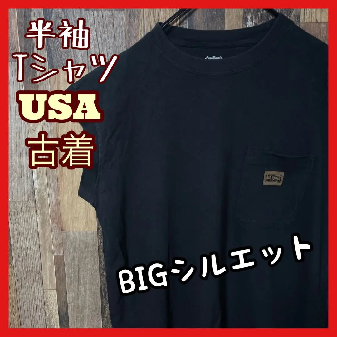 One-point sleeveless XL black men's USA vintage clothing short sleeve T-shirt