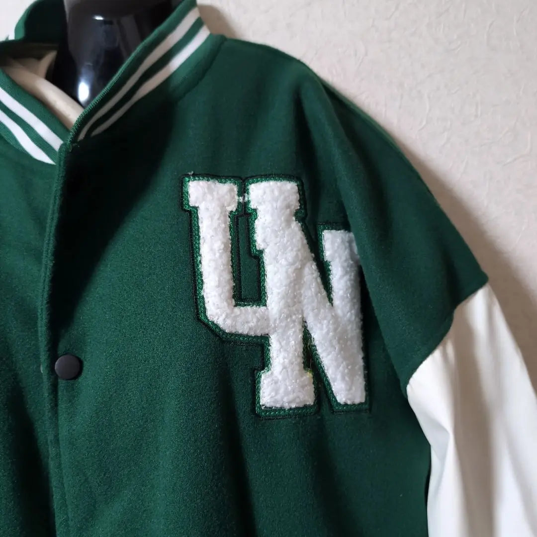 Price down ☆ Men's beautiful UN embroidered green stadium jacket 3XL