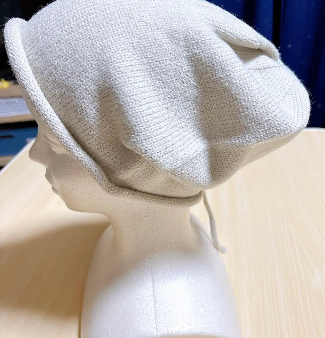 Gorro de punto beige para hombre y mujer, ajustable con cordones, otoño e invierno.