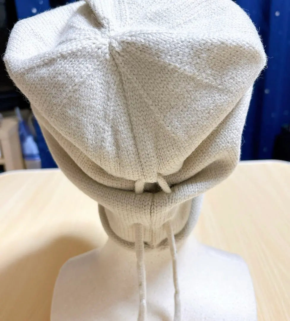 Gorro de punto beige para hombre y mujer, ajustable con cordones, otoño e invierno.