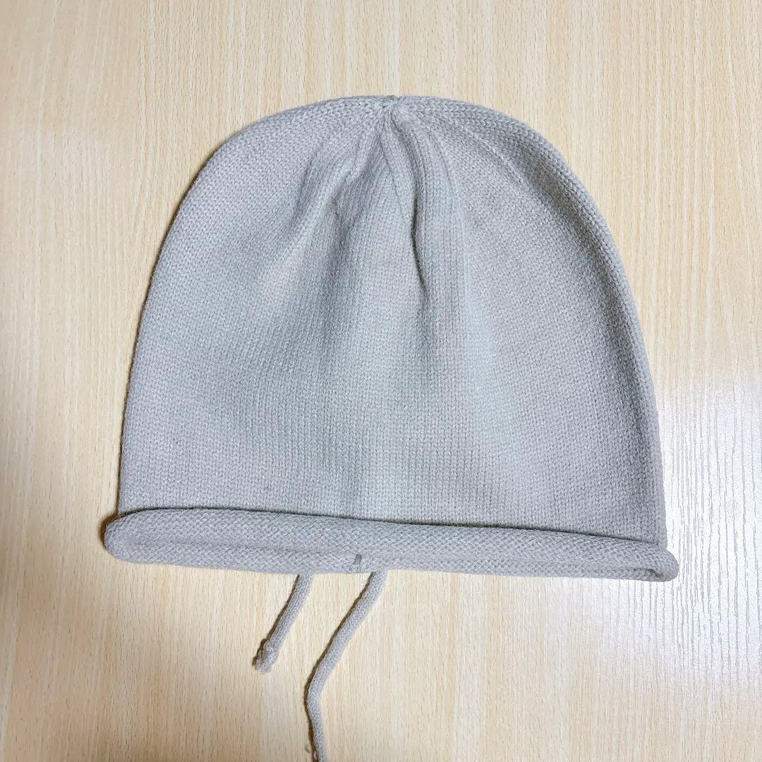 Gorro de punto beige para hombre y mujer, ajustable con cordones, otoño e invierno.