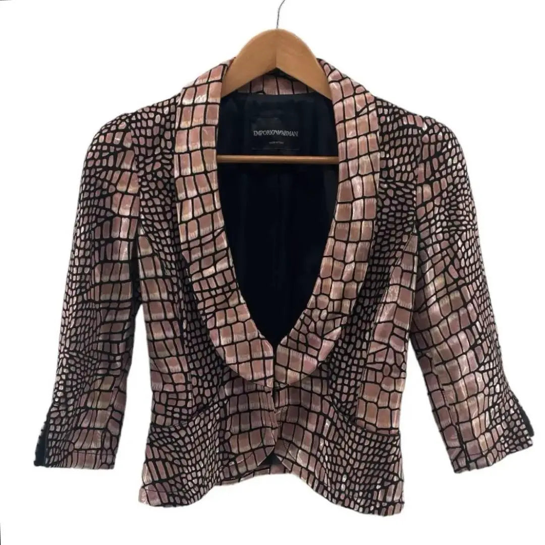 Emporio Armani Crocodile Snake All-over Pattern Jacket 40 Pink Women's