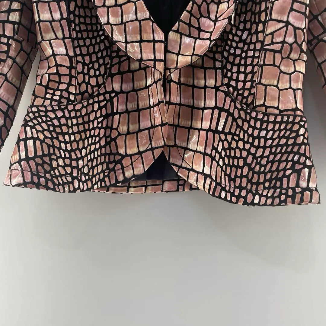 Emporio Armani Crocodile Snake All-over Pattern Jacket 40 Pink Women's