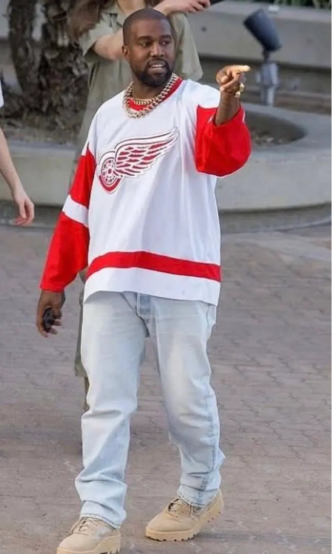 Rare item from the time KANYE WEST Kanye wear RED WINGS hockey shirt