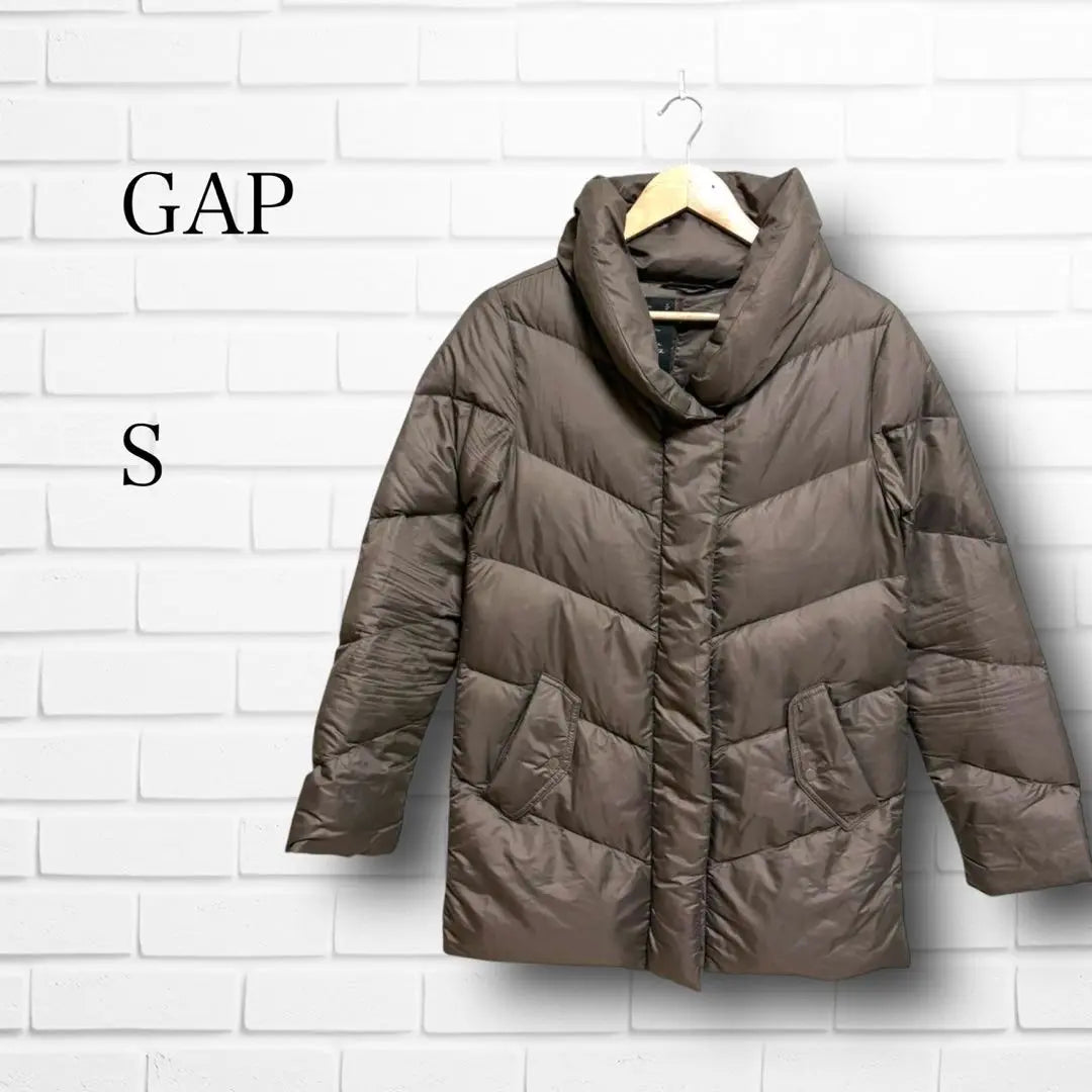 GAP Down Jacket Brown S Off-Neck Mid-Length Plain Rough