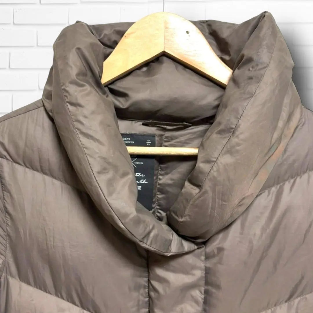 GAP Down Jacket Brown S Off-Neck Mid-Length Plain Rough