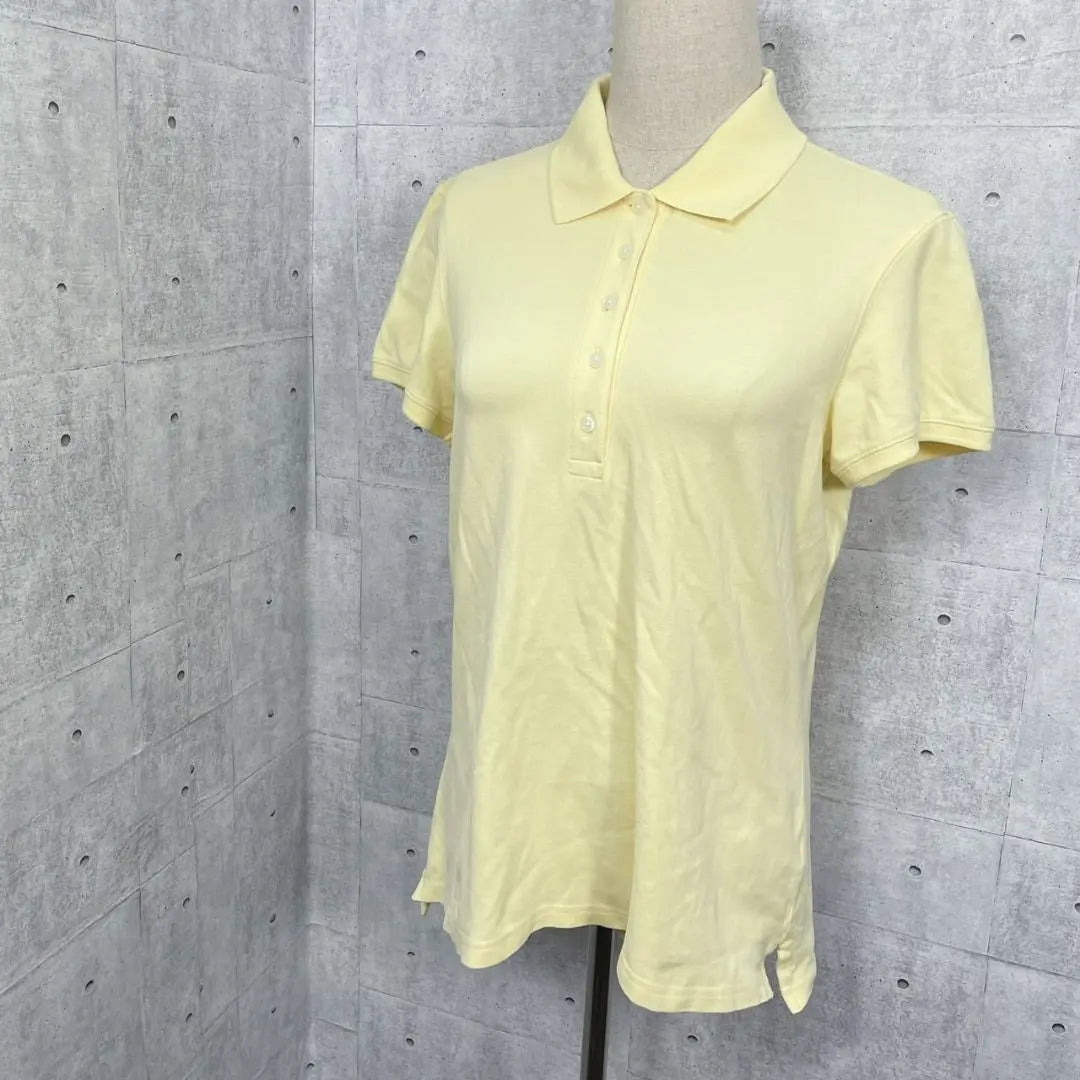 Polo LLBean talla M, manga corta, color amarillo claro, para mujer