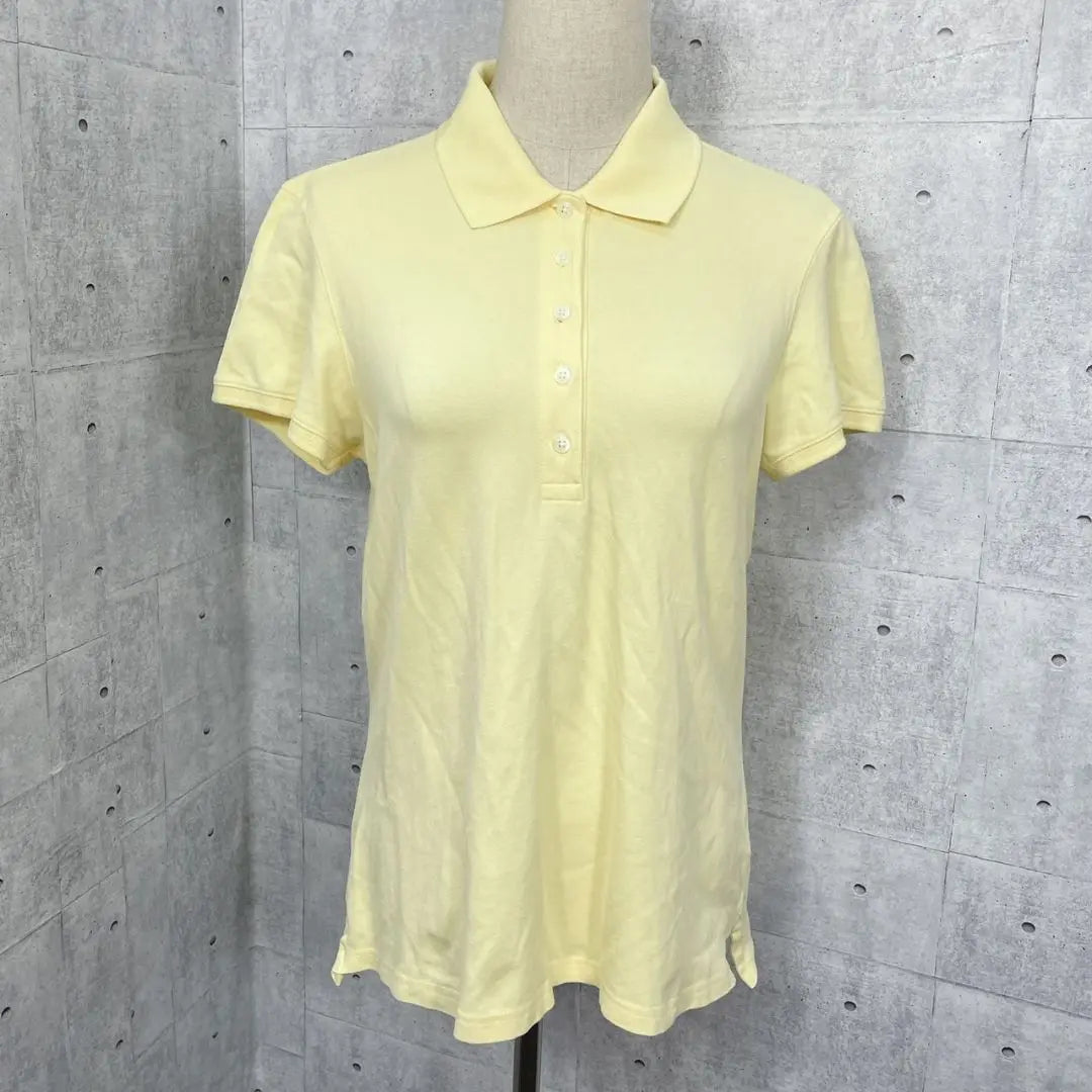 Polo LLBean talla M, manga corta, color amarillo claro, para mujer