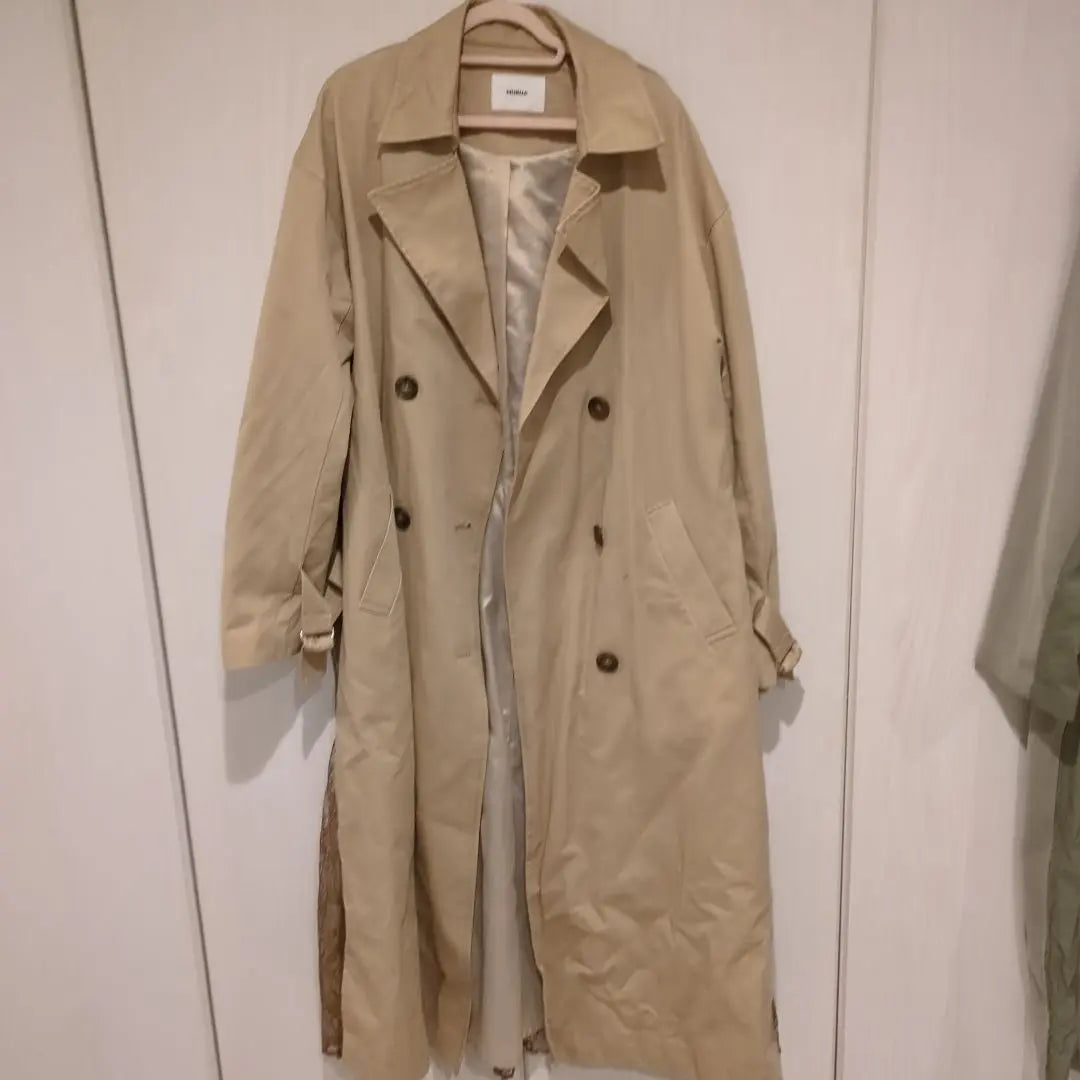 MURUA Beige Trench Coat with Lace