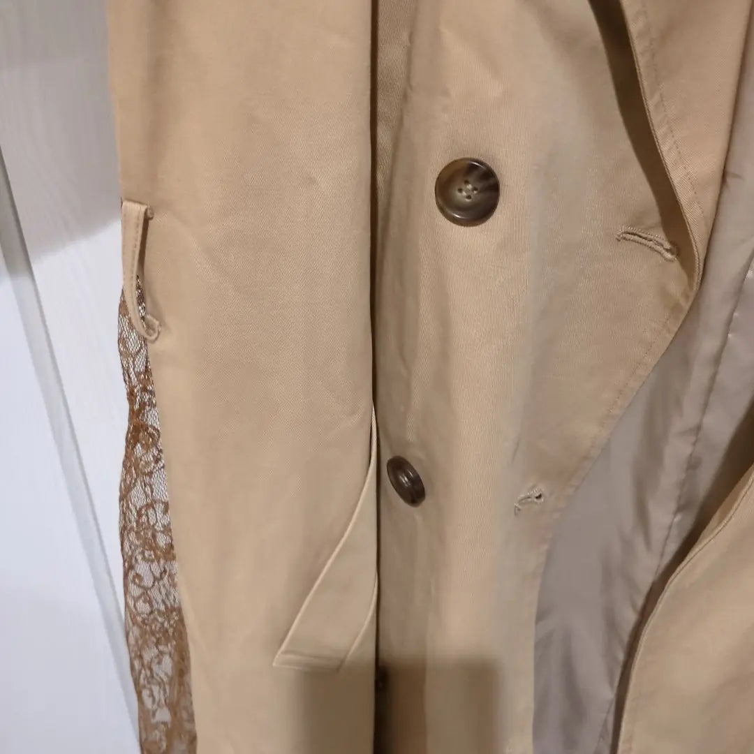 MURUA Beige Trench Coat with Lace