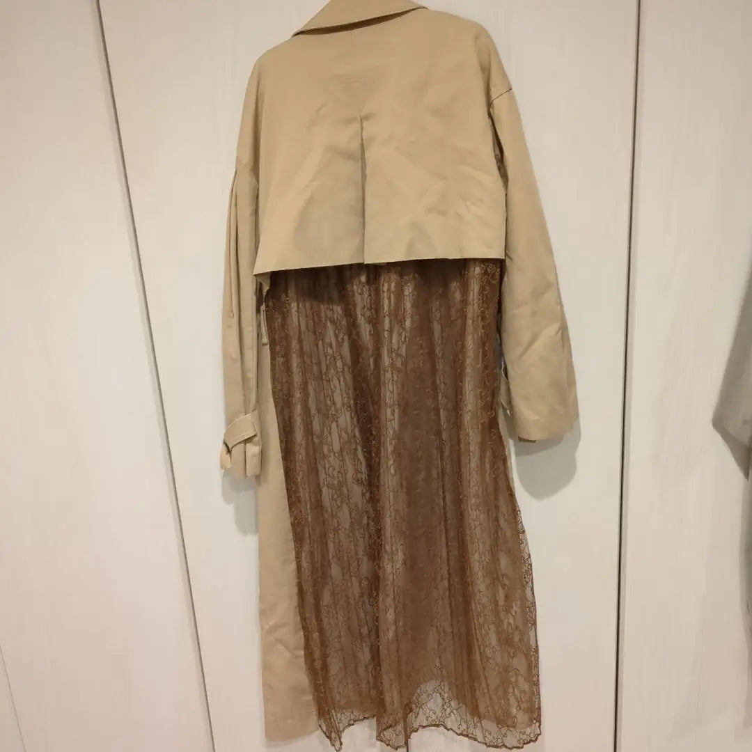 MURUA Beige Trench Coat with Lace