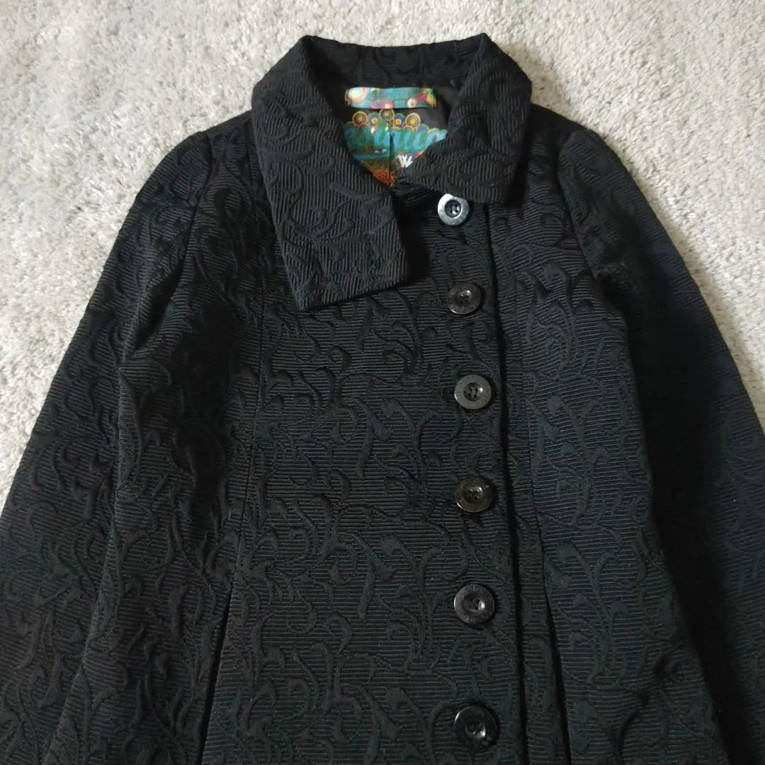 Desigual Coat Jacquard Weave Black A-line Light Outerwear Spring/Autumn Luxury