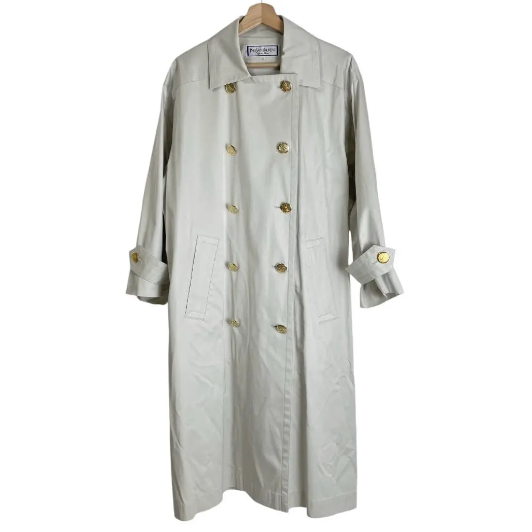 YSL Yves Saint Laurent Trench Coat Unisex Light Grey M | YSL イヴサンローラン トレンチコート ユニセックス ライトグレー M