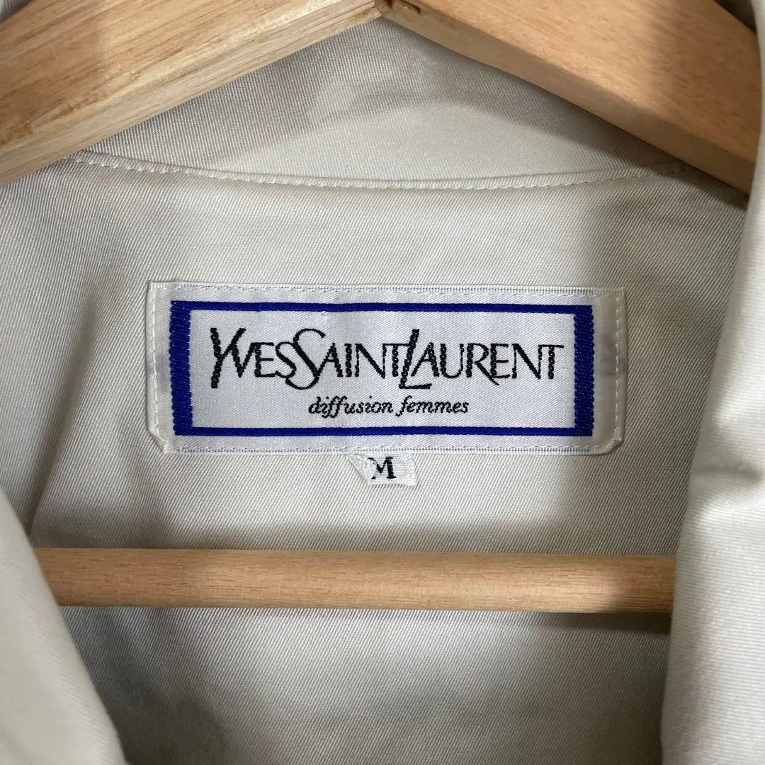 YSL Yves Saint Laurent Gabardina Unisex Gris Claro M | YSL イヴサンローラン トレンチコート ユニセックス ライトグレー M