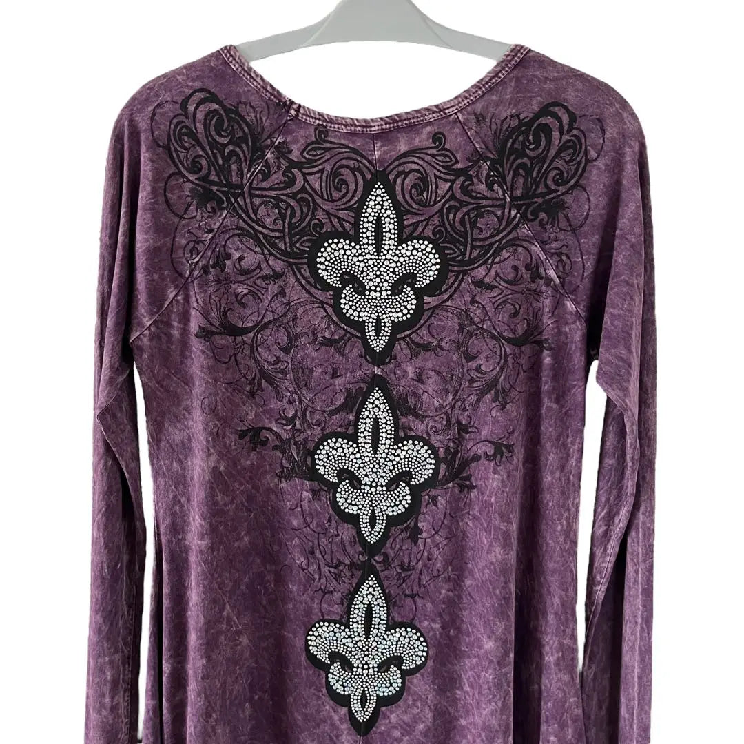 J.P.doub-rue USA made rhinestone tunic grunge purple