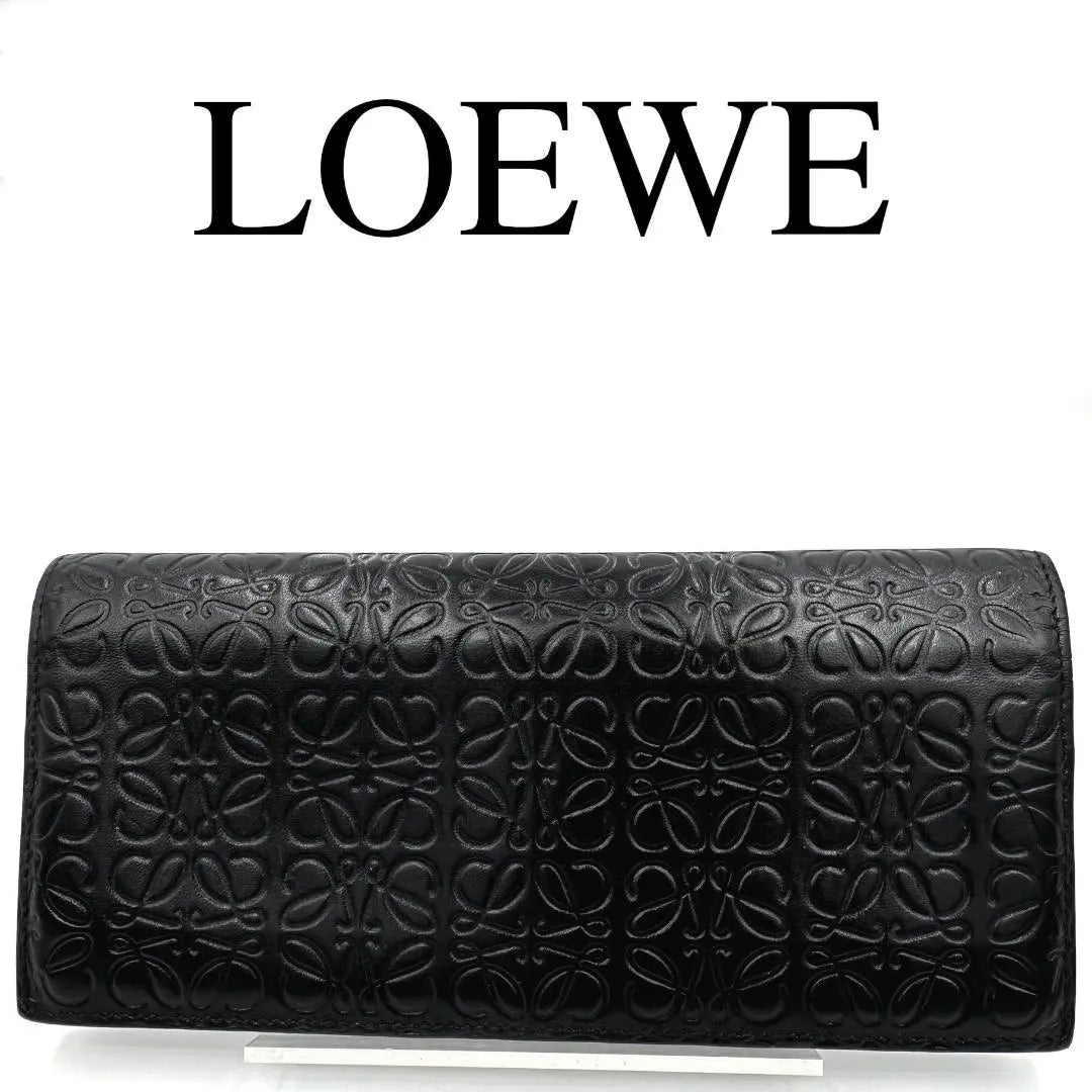 LOEWE Long Wallet Anagram Repeat All-over Pattern Leather Black