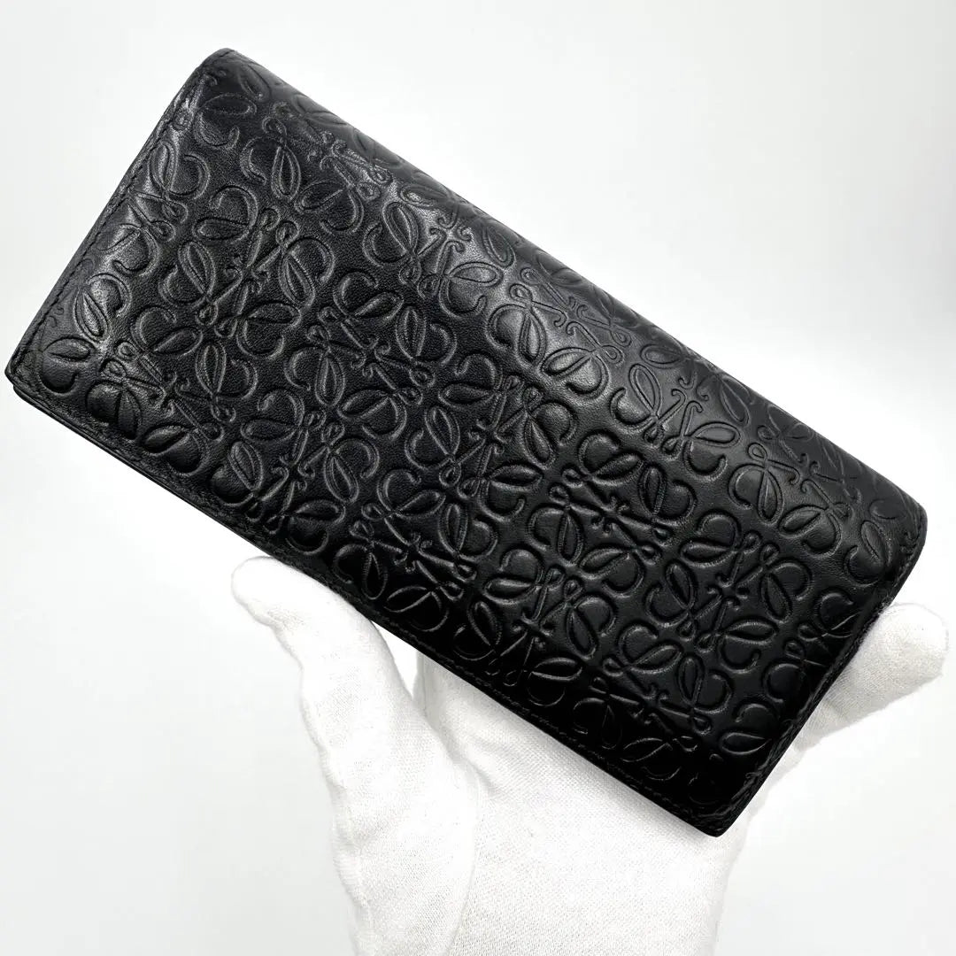 LOEWE Long Wallet Anagram Repeat All-over Pattern Leather Black