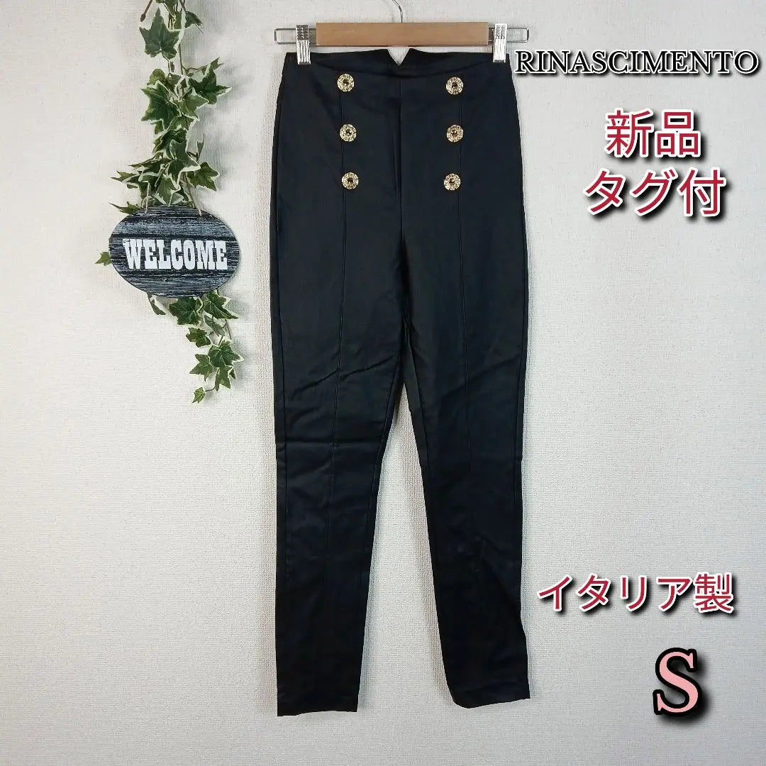 [RINASCIMENTO] New Gold Button High Waist Pants S Black