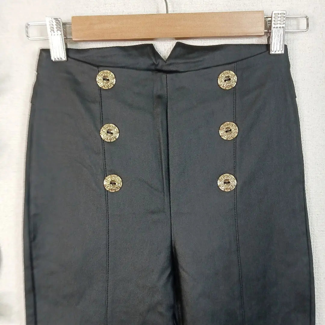 [RINASCIMENTO] New Gold Button High Waist Pants S Black