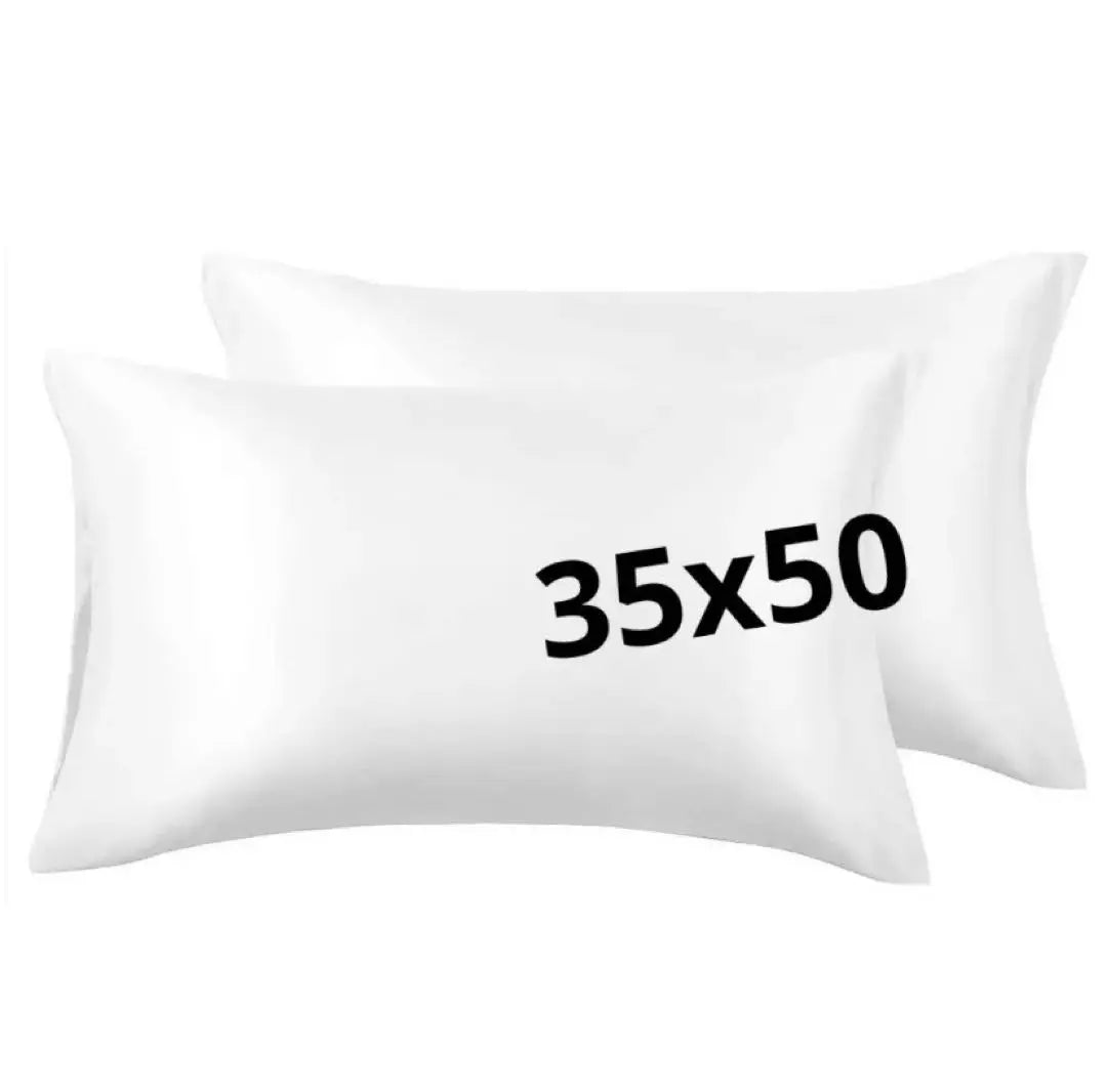 Funda de almohada, satén, tipo sobre, pelo bonito, antibacteriana, desodorizante, brillante, antiácaros, tacto seda, 2 piezas, color blanco