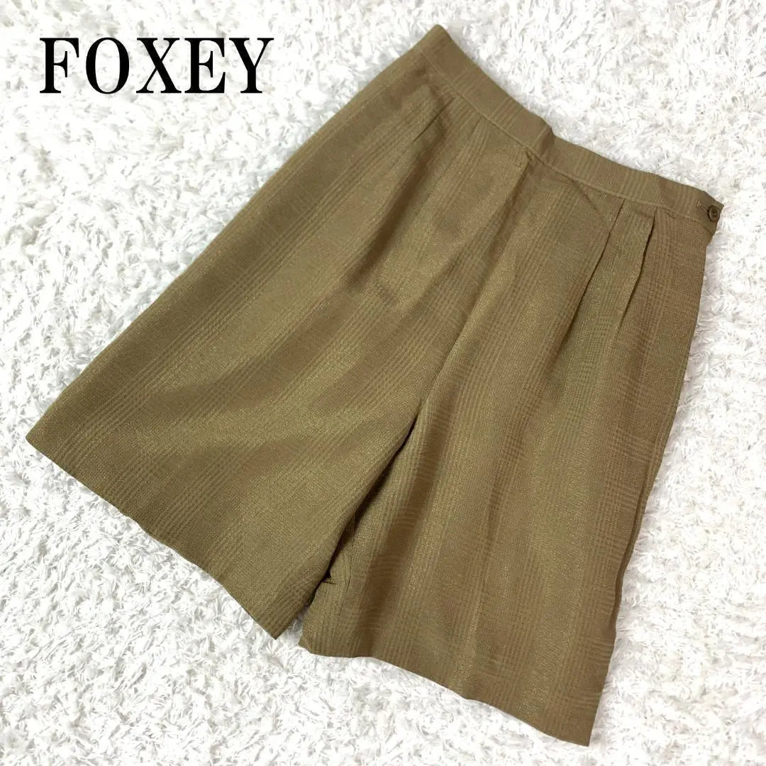 FOXEY Casual Half Check Pants Brown 40 B25