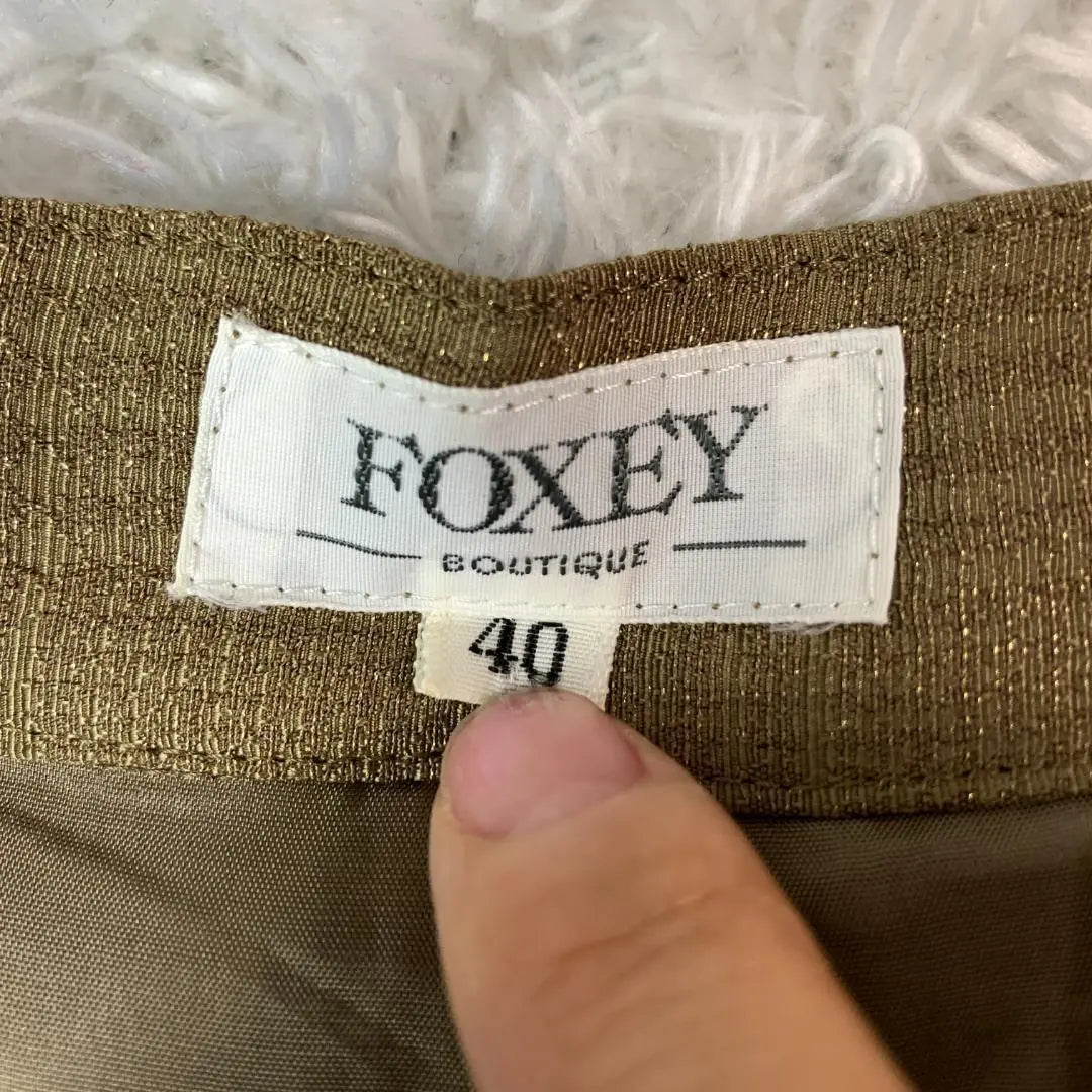 FOXEY Casual Half Check Pants Brown 40 B25