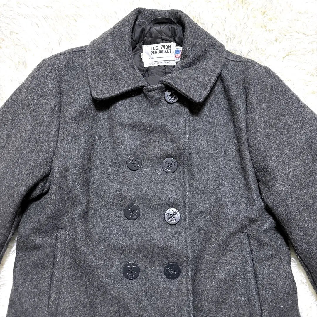 [Ropa usada] Chaqueta Schott Shot Pea Court Quilting Grey | 【古着】Schott ショット ピーコート ジャケット キルティング グレー