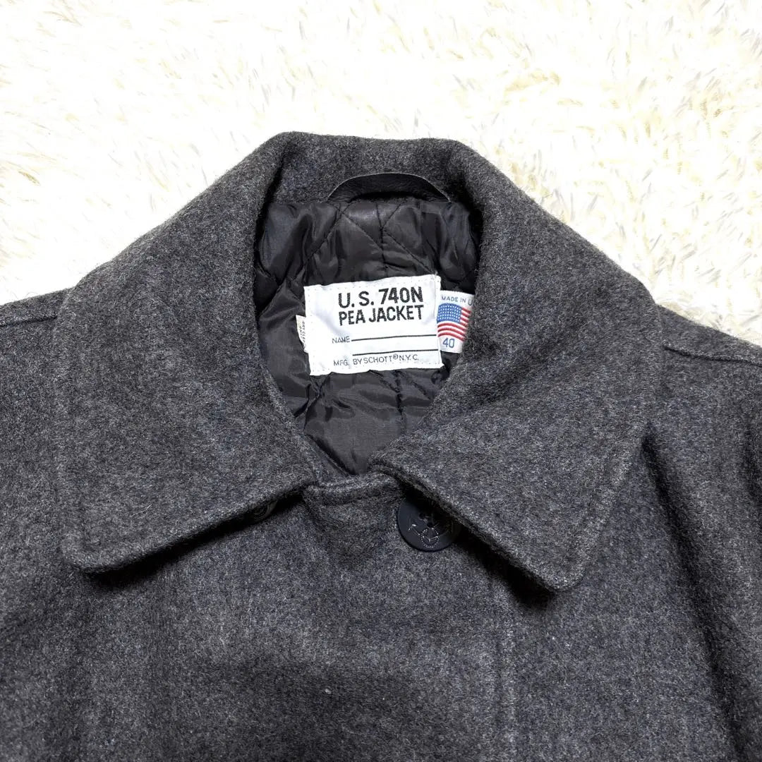 [Ropa usada] Chaqueta Schott Shot Pea Court Quilting Grey | 【古着】Schott ショット ピーコート ジャケット キルティング グレー