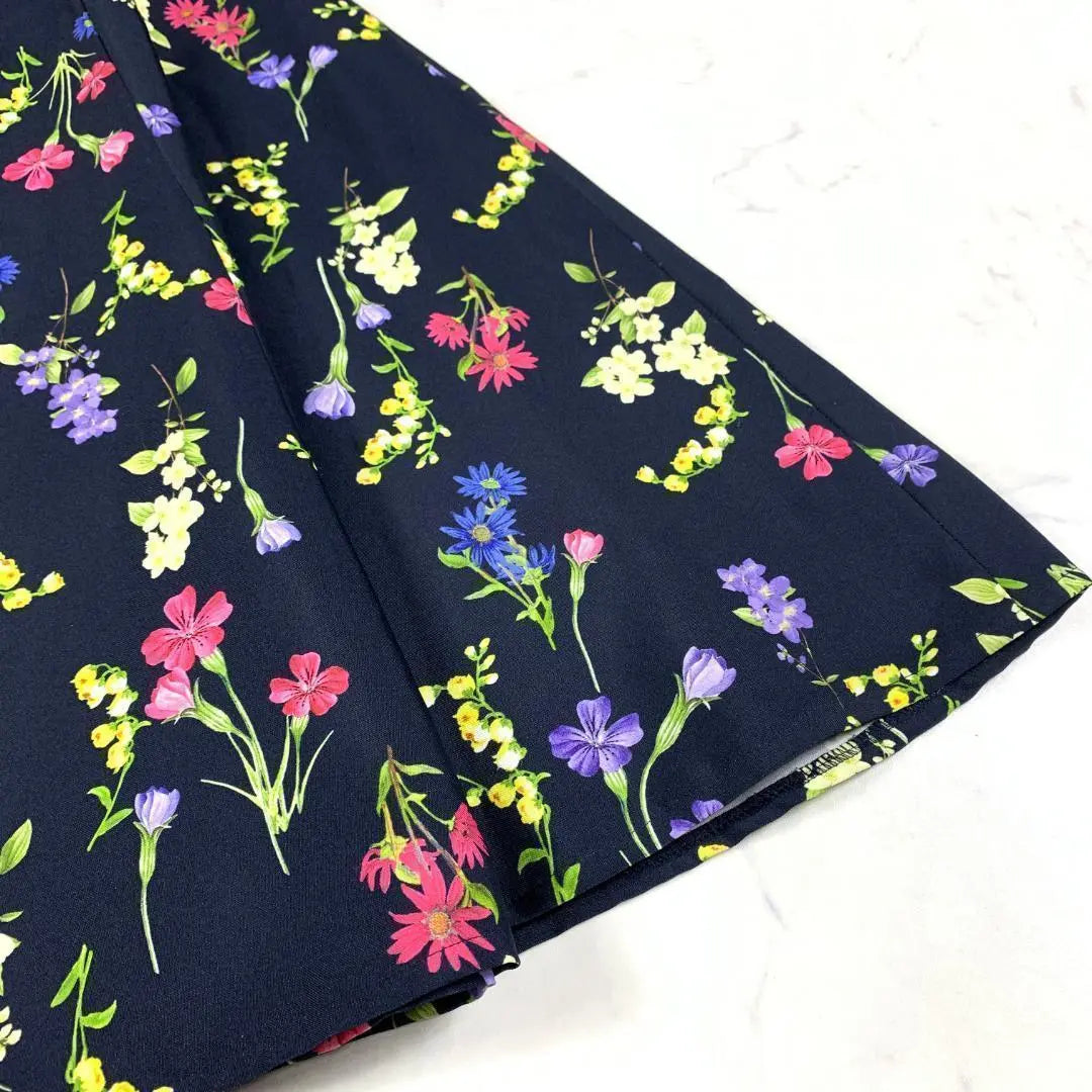 Liland Tulle Long Skirt Floral Pattern Lined Navy 0 C5803