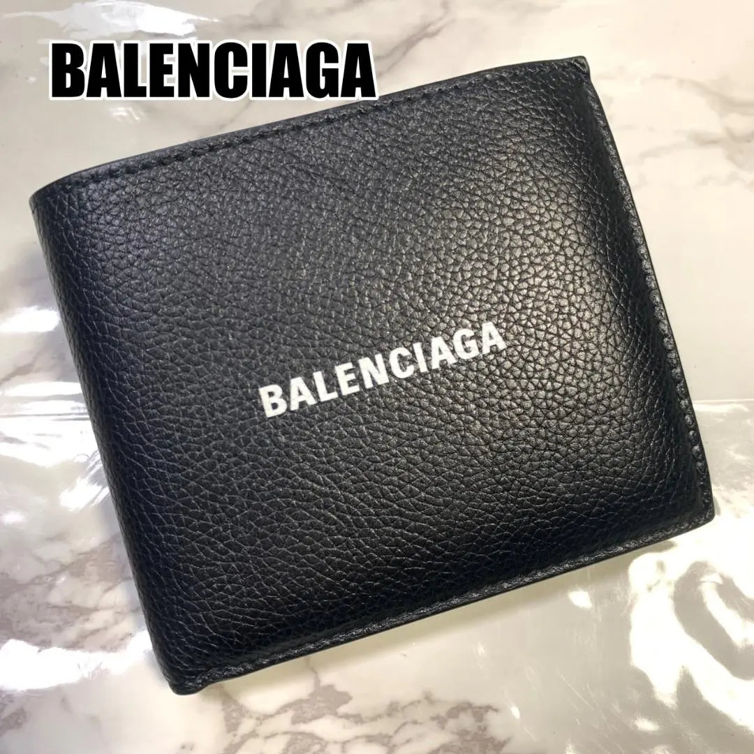 Balenciaga folding wallet black bill compartment coin purse card holder #B310