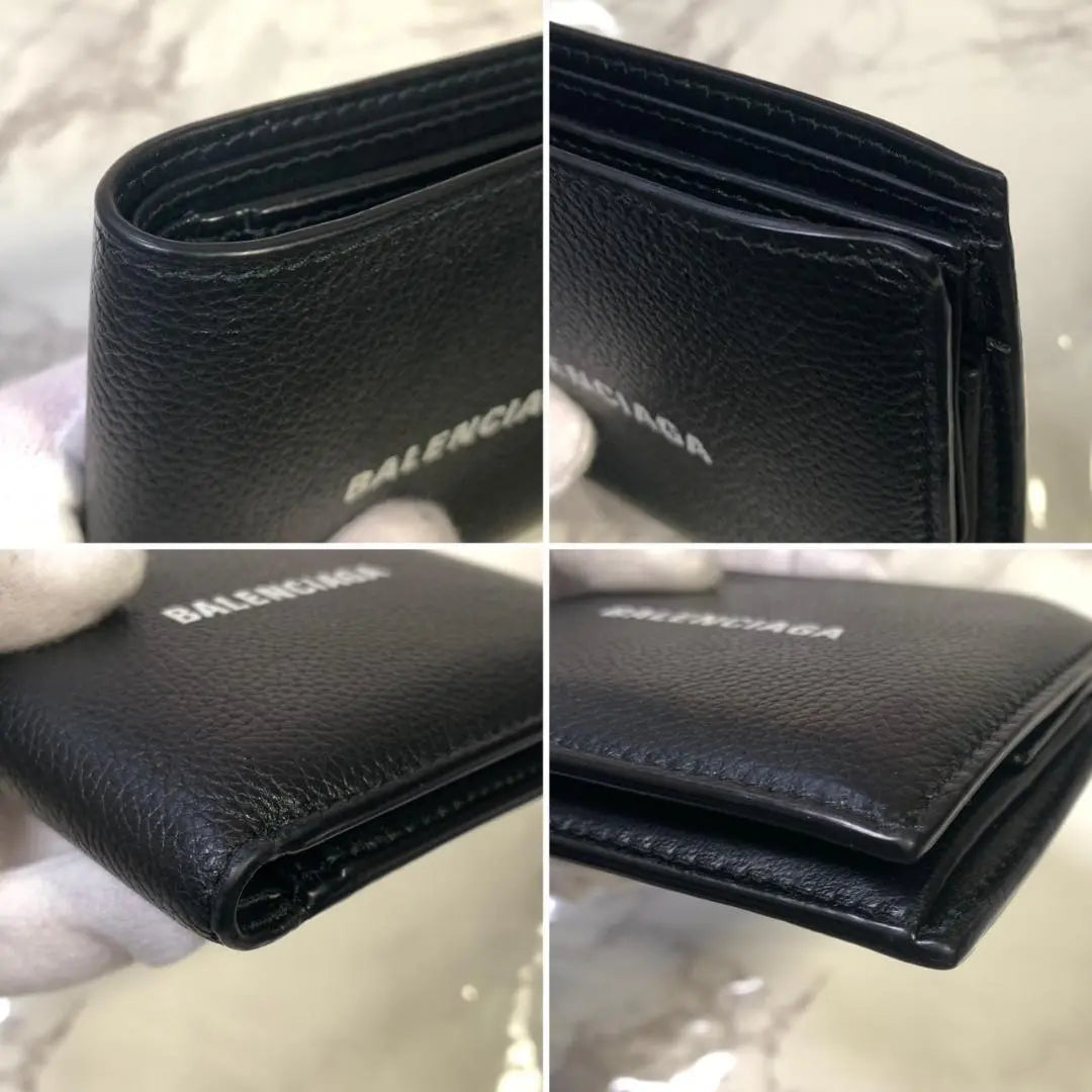 Balenciaga folding wallet black bill compartment coin purse card holder #B310