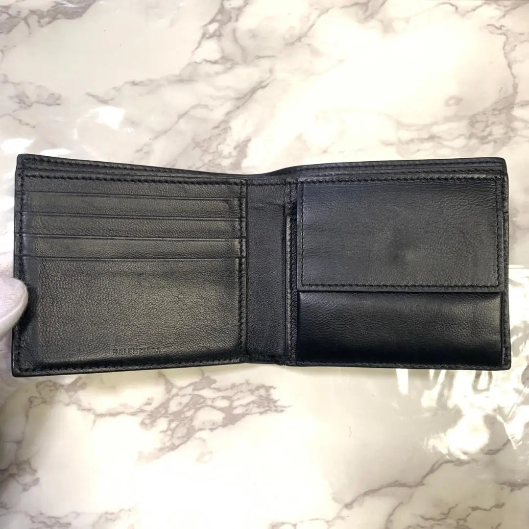 Balenciaga folding wallet black bill compartment coin purse card holder #B310