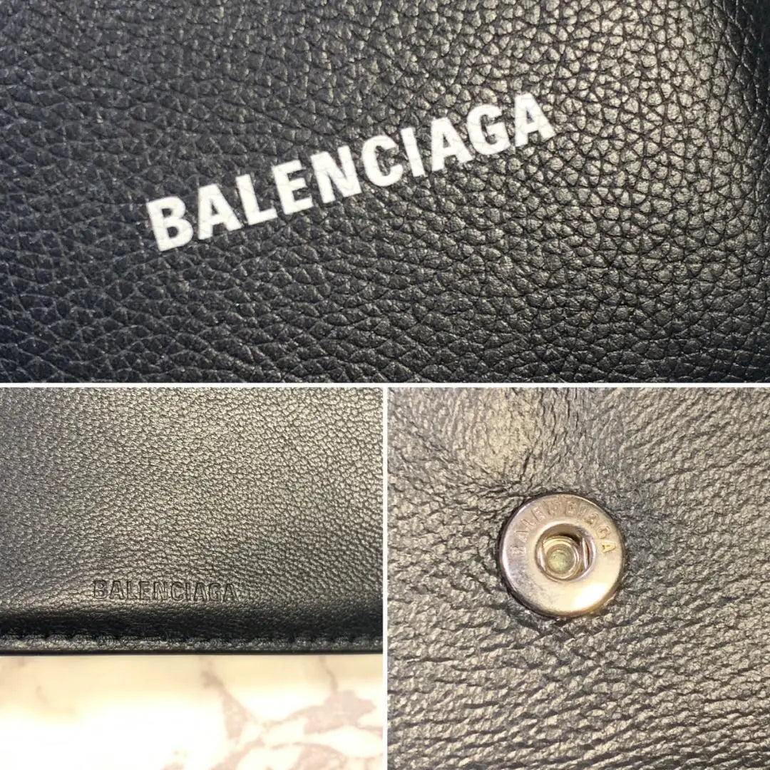 Balenciaga folding wallet black bill compartment coin purse card holder #B310