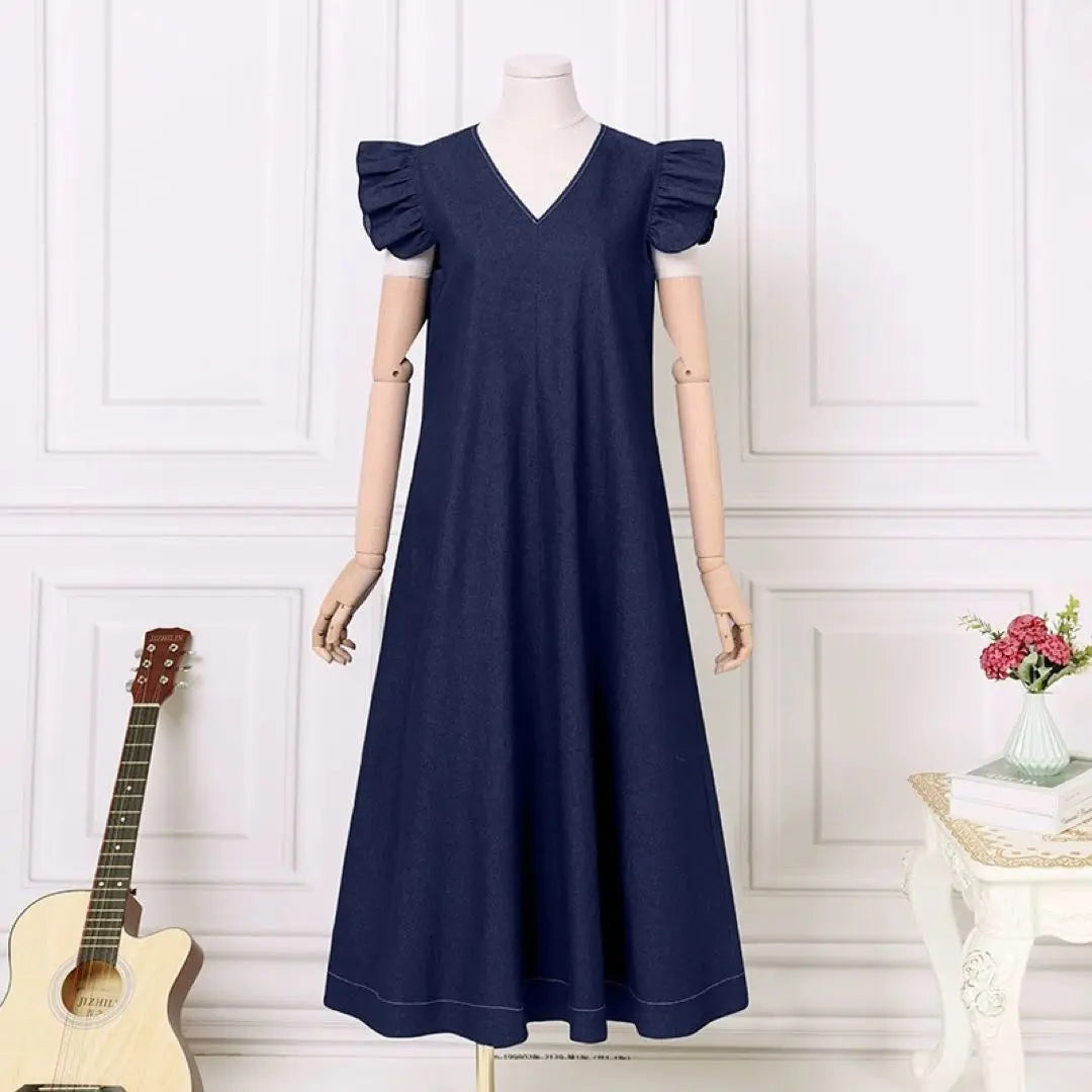 Summer and autumn outfit ❤️ Denim-style flare long dress for women's dates