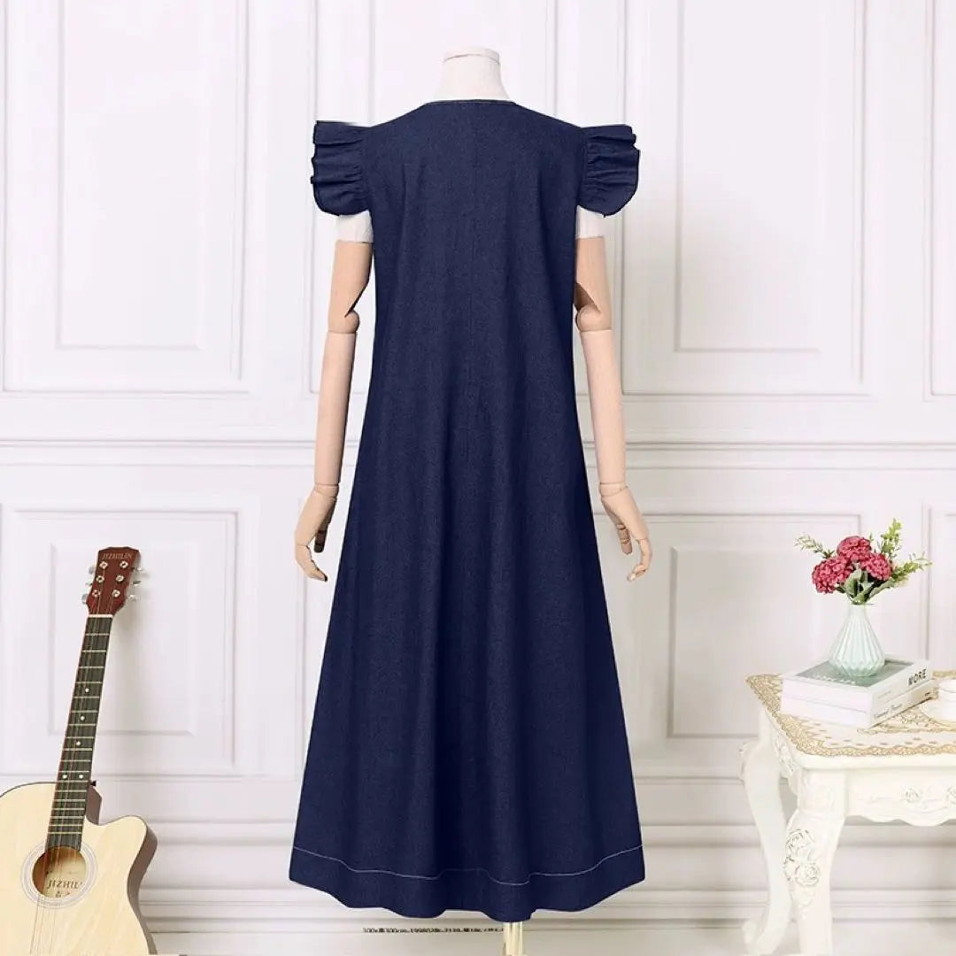 Summer and autumn outfit ❤️ Denim-style flare long dress for women's dates