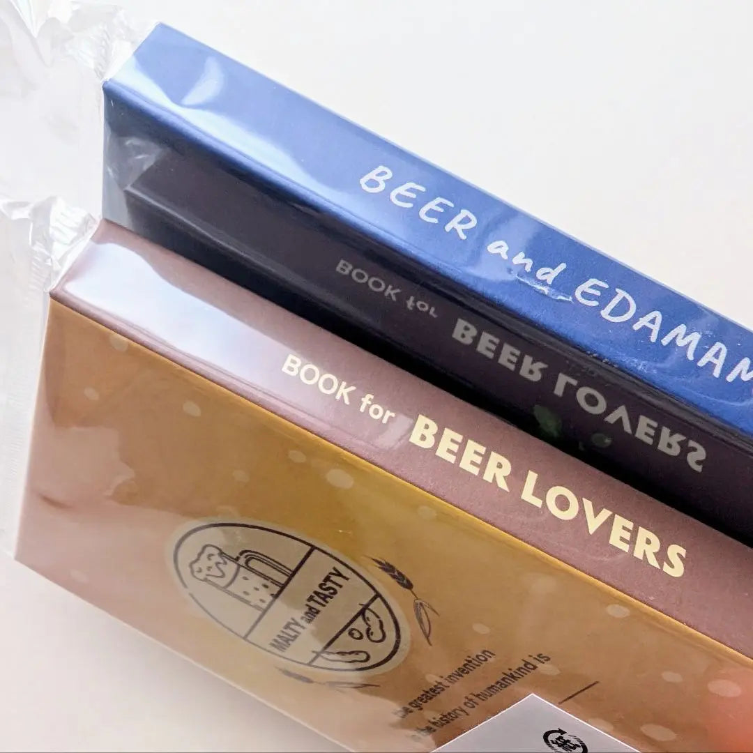 ★Beer &amp; Edamame★ Memo en forma de libro, notas adhesivas con bolsa, juego de 4 piezas, Can Do | ★ビール＆えだまめ★ ブック型メモ ポーチ付きふせん 4点セット キャンドゥ