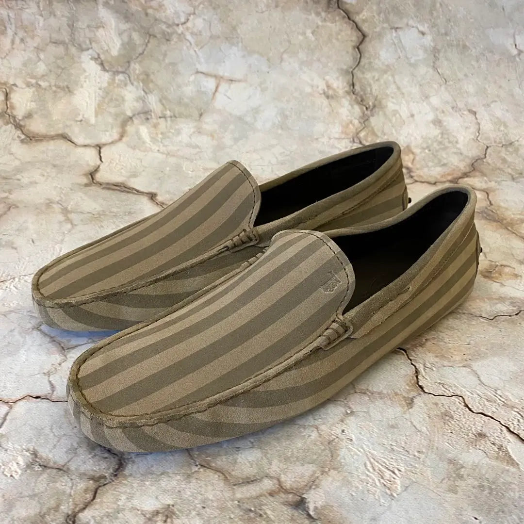 New TOD'S Stripe Gonmini Driving Shoes Leather Shoes