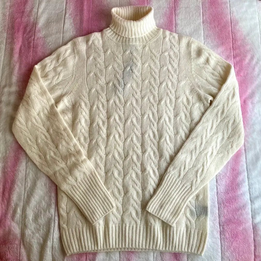 New Dormore Geelong Lamb Turtleneck Cable Knit Off-White 50