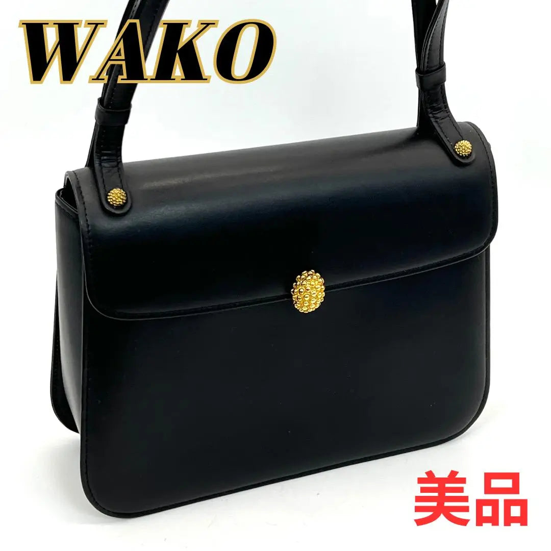 WAKO Ginza Kazuko Formal Bag Handbag Calf Leather Black