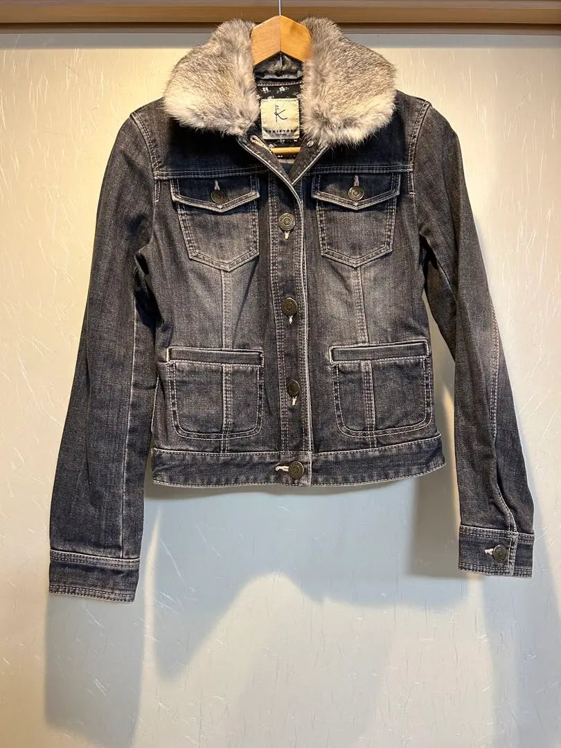 Women's KUMIKYOKU Denim Jacket Fur Gray M