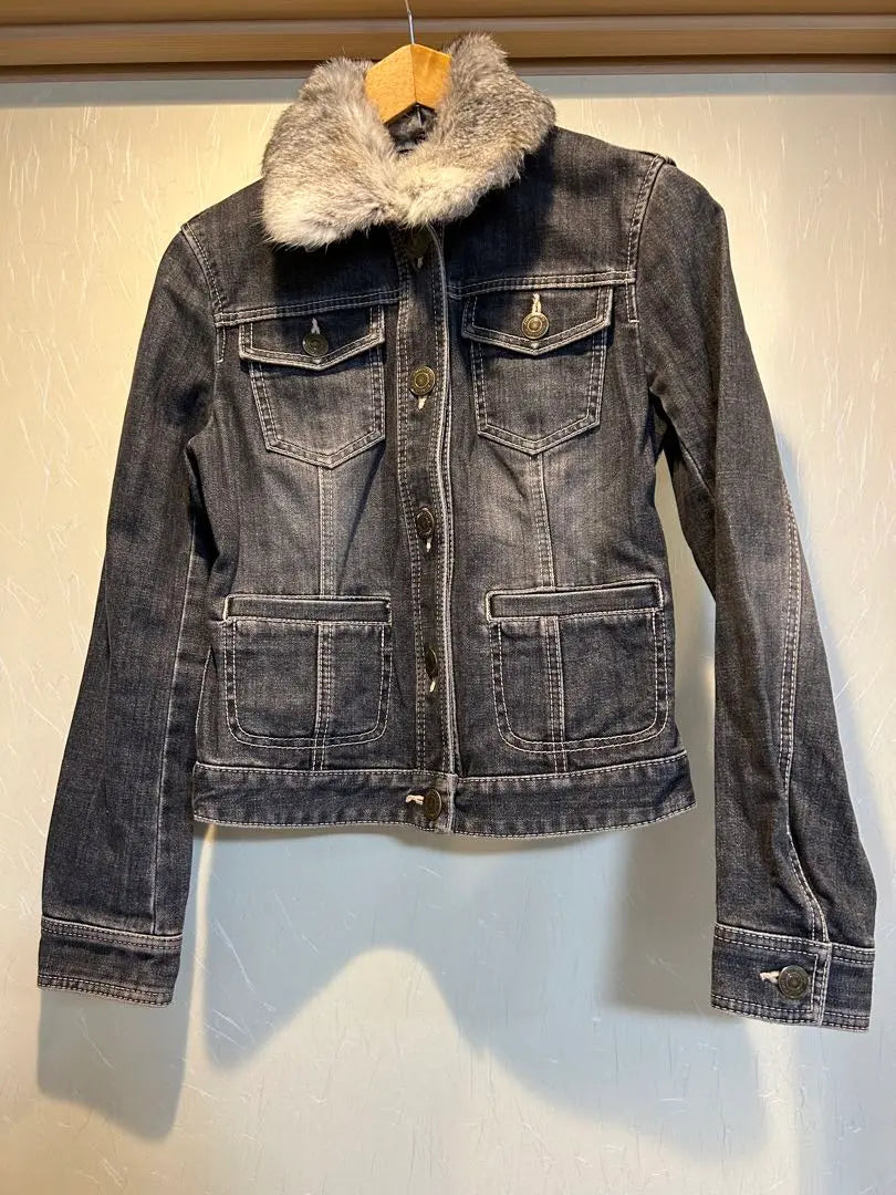 Women's KUMIKYOKU Denim Jacket Fur Gray M