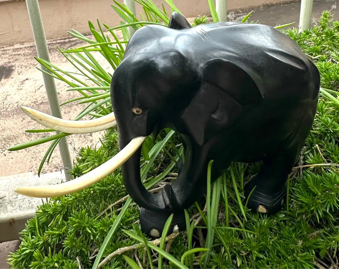 ★Elephant ornament, ebony and has a heavy feel. Made in South Africa.