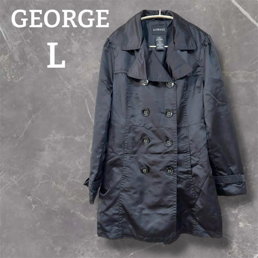 I sell all the winter items!! ️ GEORGE Trench Coat [L size] Black with glossy