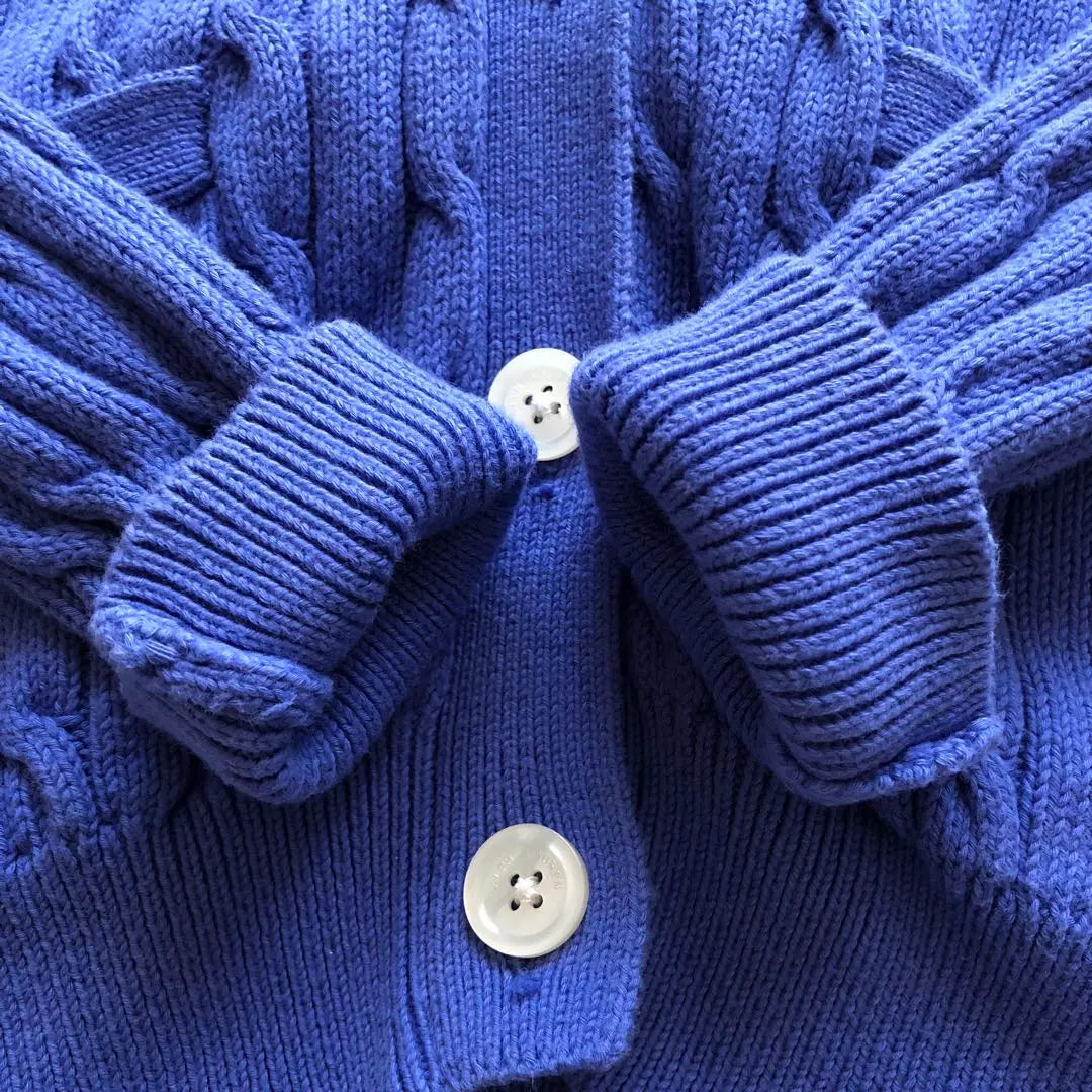 Good condition♪POLO RALPH LAUREN♪Cable knit cardigan, blue