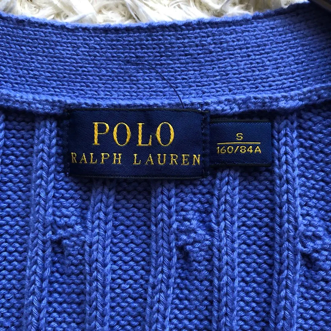 Good condition♪POLO RALPH LAUREN♪Cable knit cardigan, blue