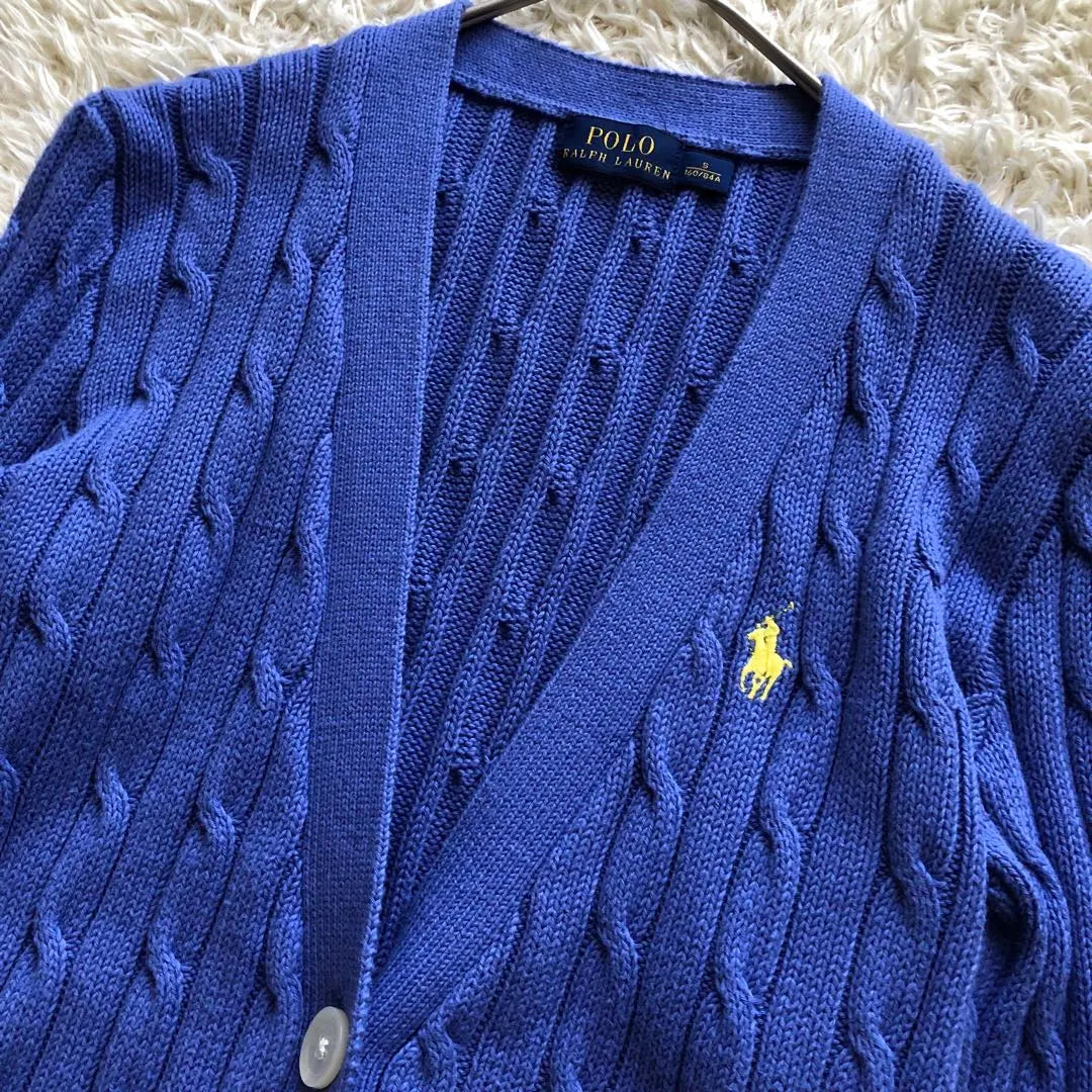 Good condition♪POLO RALPH LAUREN♪Cable knit cardigan, blue