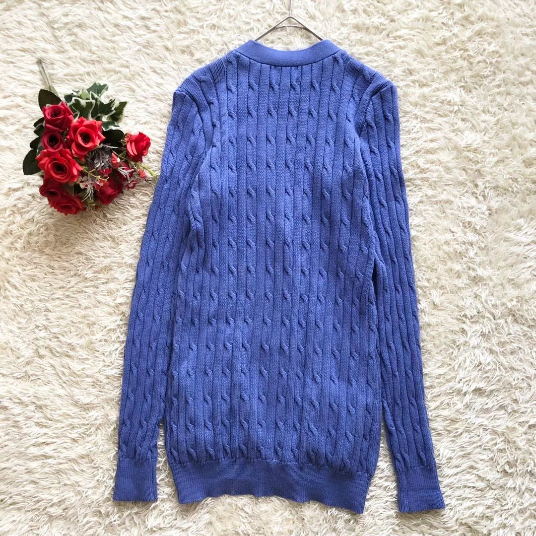 Good condition♪POLO RALPH LAUREN♪Cable knit cardigan, blue