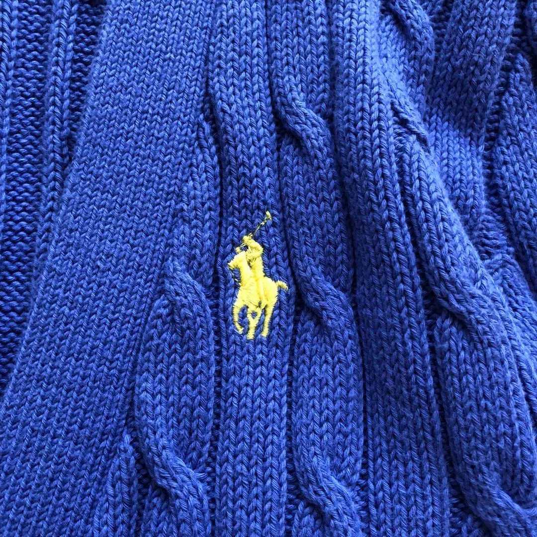 Good condition♪POLO RALPH LAUREN♪Cable knit cardigan, blue