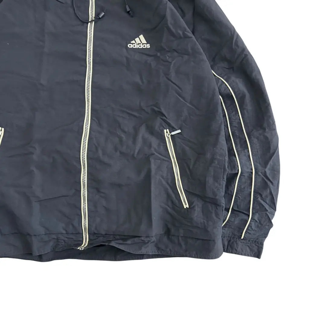 adidas nylon jacket hoodie y2k embroidery logo navy M