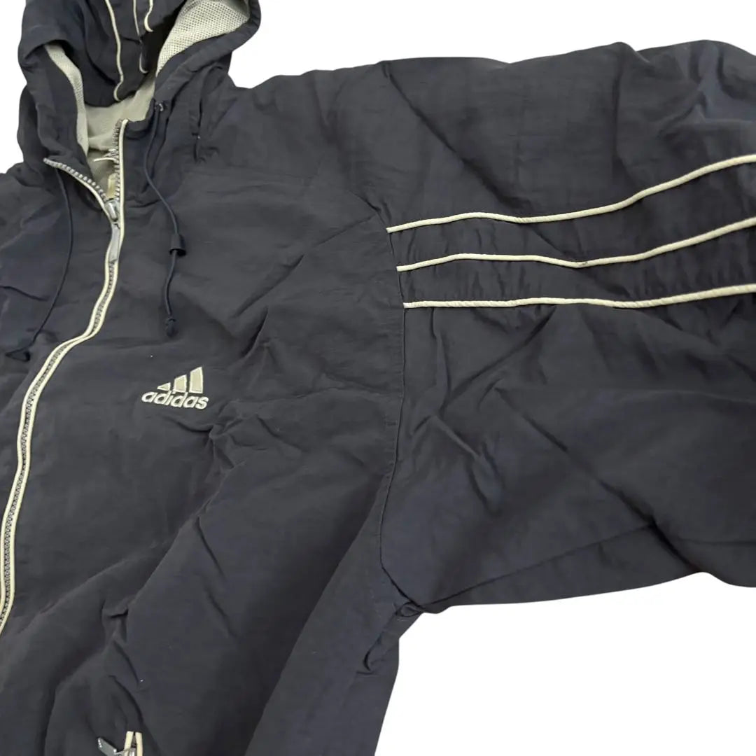 adidas nylon jacket hoodie y2k embroidery logo navy M